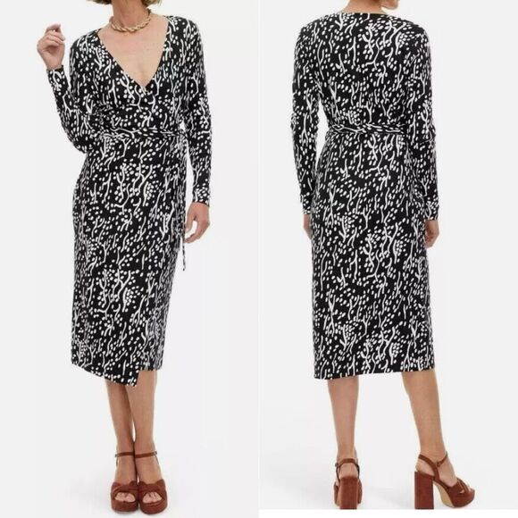 Diane von Furstenberg for Target Midi Sea Spots Long Sleeve Wrap Dress XS New - Picture 1 of 7